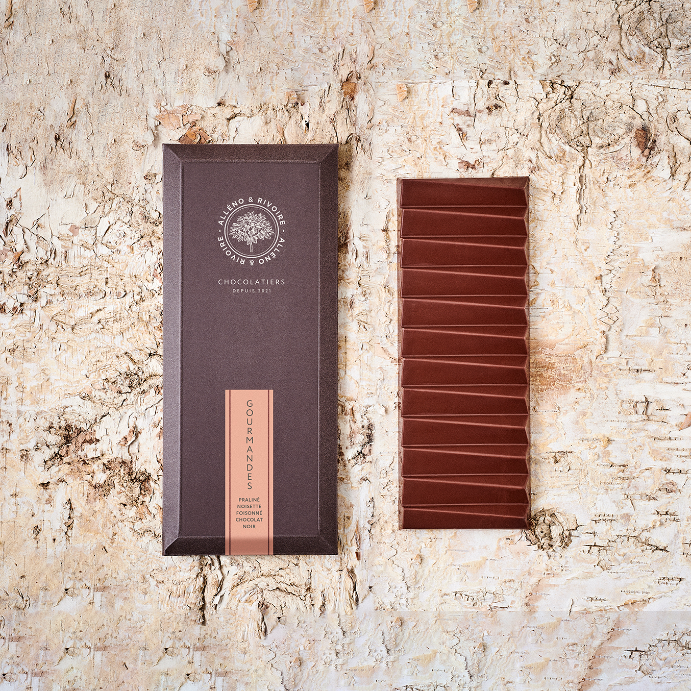 Tablette Praliné noisette foisonné - chocolat noir